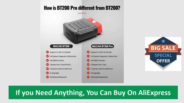 MUCAR BT200 PRO OBD2 Scanner for Cars смотреть онлайн