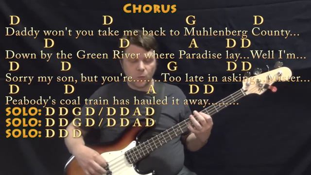 Paradise (John Prine) Bass Guitar Cover Lesson in D with Chords/Lyrics смотреть онлайн