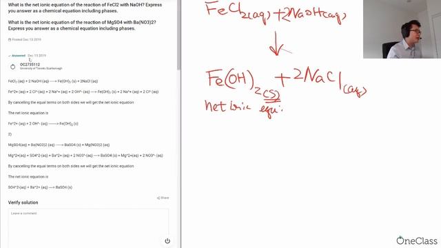 What is the net ionic equation of the reaction of fecl2 with naoh смотреть онлайн