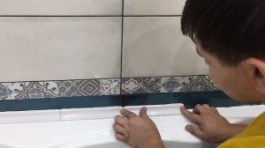 Как приклеить керамический плинтус на ванную!Второй способ!!!