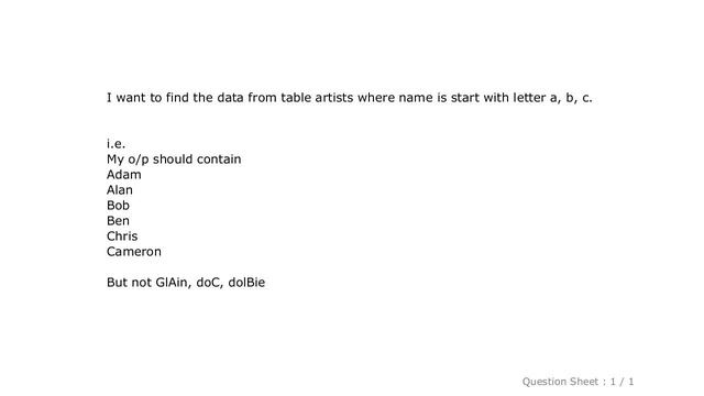 MySQL : find all the name using mysql query which start with the letter 'a' смотреть онлайн