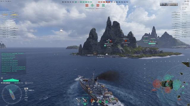 World of Warships -- Tier-VIII-Battleship "Kansas", 4x3 406mm Guns with 40(!!) sec reload смотреть онлайн