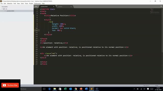 Part2 CSS Position - Relative Example смотреть онлайн