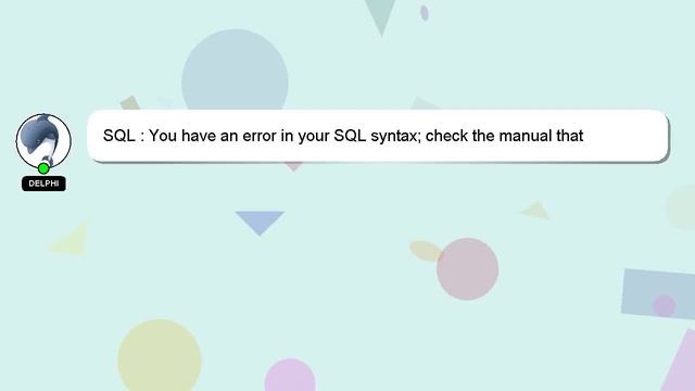 SQL : You have an error in your SQL syntax; check the manual that corresponds to your MariaDB serve смотреть онлайн