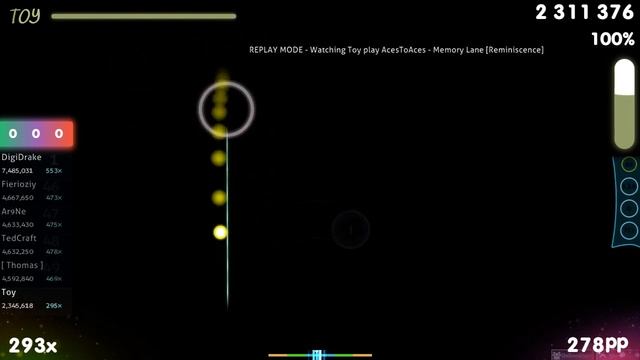 Toy | AcesToAces - Memory Lane [Reminiscence] +HDDT SS {#1 422pp FC} - osu! смотреть онлайн