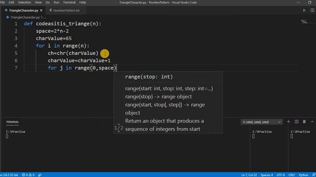 Alphabet Pattern - Printing Alphabet in Pyramid Shape | Learn Python Programming | Python Programs смотреть онлайн