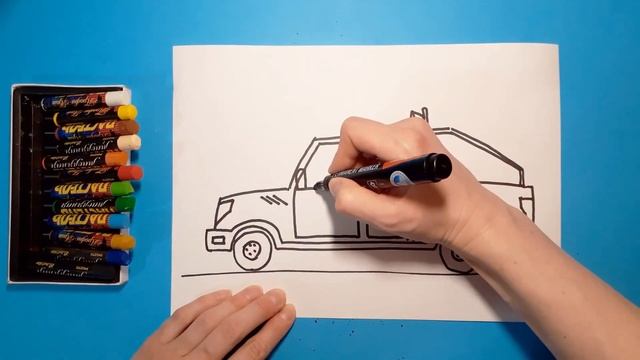 Как нарисовать МАШИНУ ПИКАП (ГРУЗОВИК). Рисуем с детьми. How to draw a CAR. смотреть онлайн