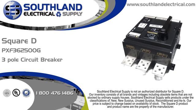 Square D PXF362500G, 2500 Amp, 600 Volt, 3 Pole Circuit Breaker смотреть онлайн