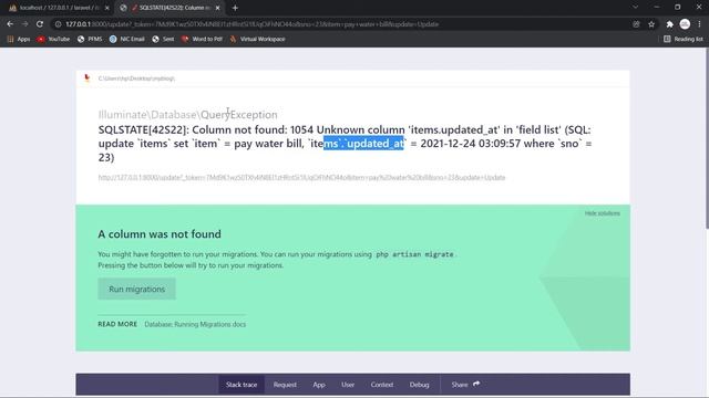 How to fix 1054 Column not found error || Timestamps Error | Unknown Column 'created at' in Laravel смотреть онлайн