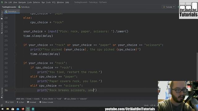 Python Programming - Text Based - Rock Paper Scissors Game смотреть онлайн