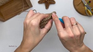 Подвесная корзинка-капелька из джута крючком. Мастер-класс