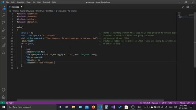 How to make a simple virus in C++ with Source Code and Explanation #C++ #Virus || 4K 60FPS смотреть онлайн