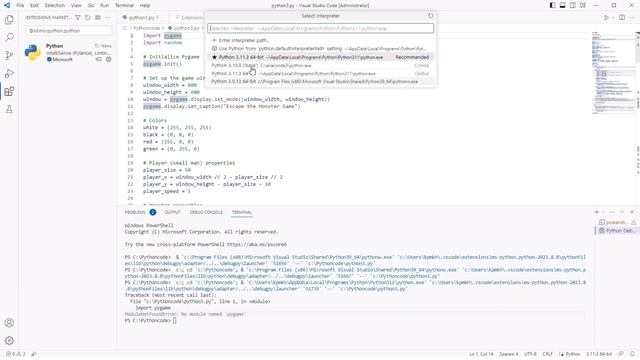 Pygame No Module Found Error in Visual Studio смотреть онлайн