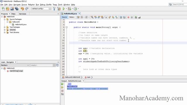 Java Variables and variable naming convensions (manohar academy) смотреть онлайн