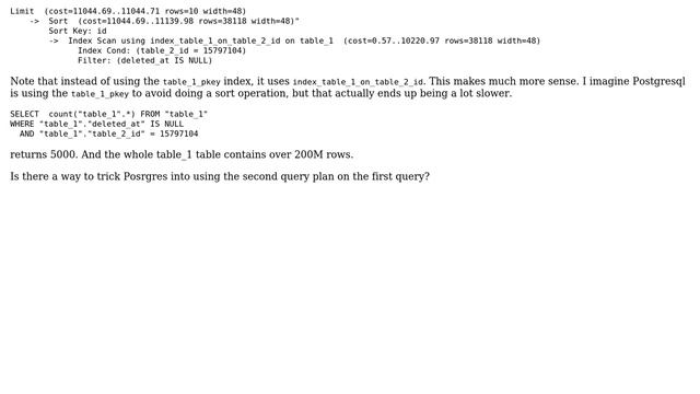 Databases: Postgresql query plan differs with limit value making the query slower for lower limits смотреть онлайн