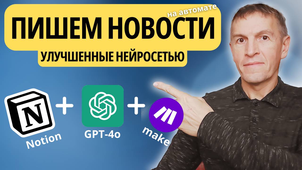 Улучшаем новостные статьи с использованием GPT-4o, RSS, Notion и Make.com.