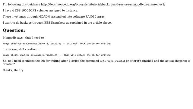 DevOps & SysAdmins: Backup Mongodb on EC2 through EBS snapshots - timing issue смотреть онлайн