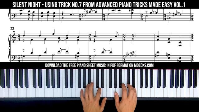 Easy Christmas Piano: Silent Night with Free Sheet Music | Advanced Piano Tricks Made Easy смотреть онлайн