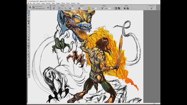 Speed Painting Corel Painter 2022 Drakon Dejavy Рисование дракона