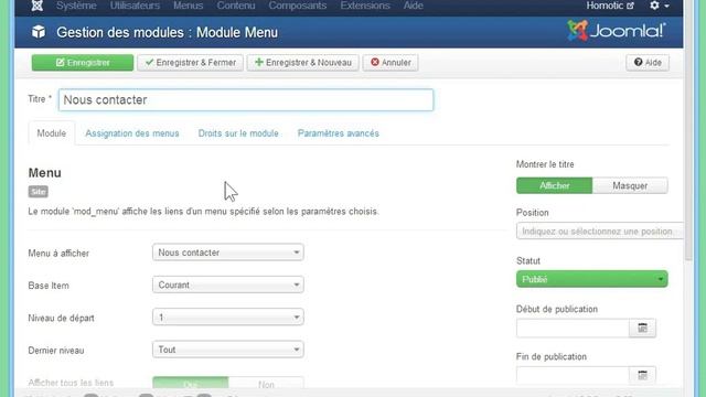 JOOMLA - Créer et afficher un menu смотреть онлайн