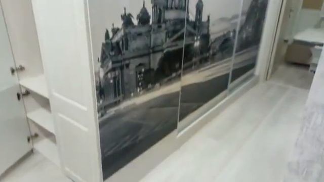 Шкаф-купе с МДФ фасадами фотопечать в алюминиевом профиле на заказ mebeelek.ru смотреть онлайн