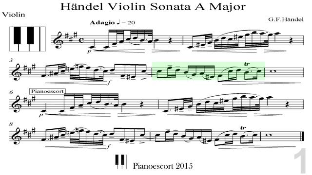 G.F.Handel - violin sonata A Major - 3 Adagio - Violin and Piano - Piano accompaniment смотреть онлайн