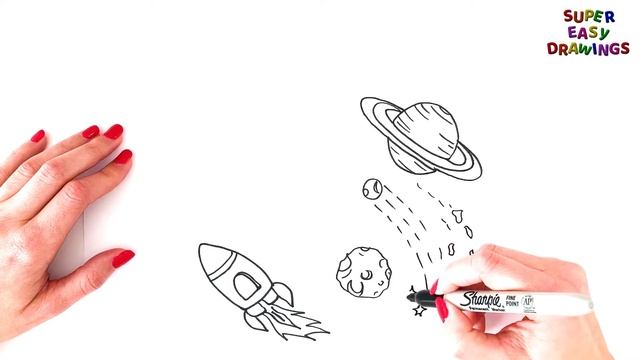 How To Draw Space Step By Step ?? Space Drawing EASY смотреть онлайн
