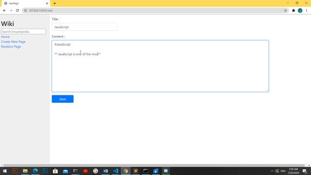 cs50-Web Programming with python and JavaScript-Project1(wiki) смотреть онлайн