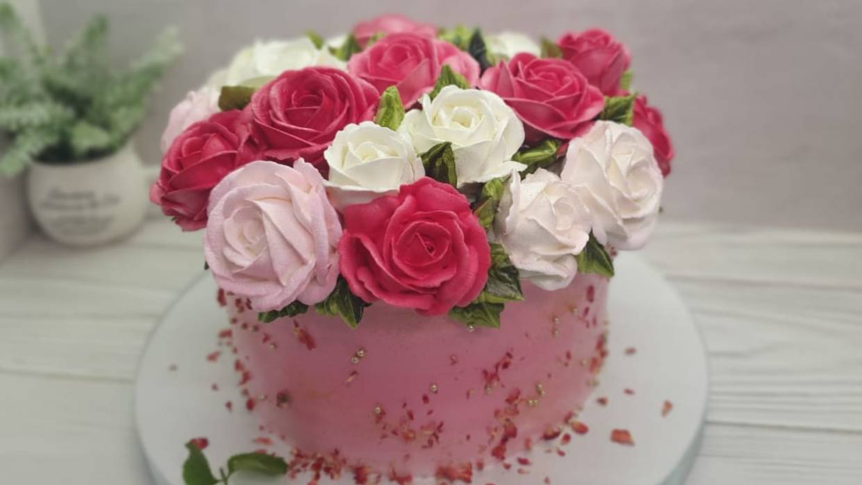 Украшение торта розами из крема! смотреть онлайн