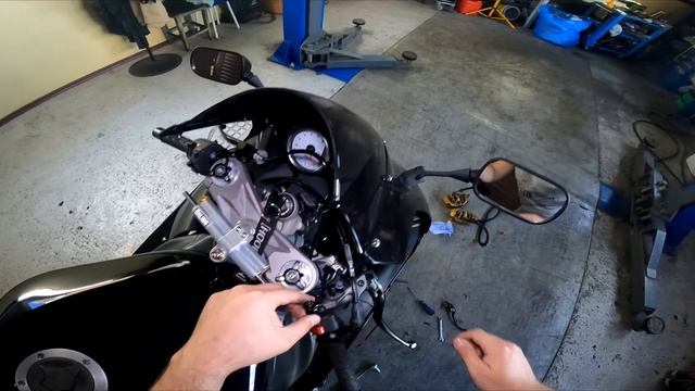Kawasaki Zx6r меняем сток тормоз на Brembo 19RCS + армированные шланги Goodridge + суппорта Nissin