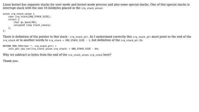 Unix & Linux: Stack pointer of the interrupt stack смотреть онлайн