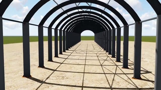 экономичный гараж из сварных двутавровых арок и овальных трубобетонных колонн смотреть онлайн