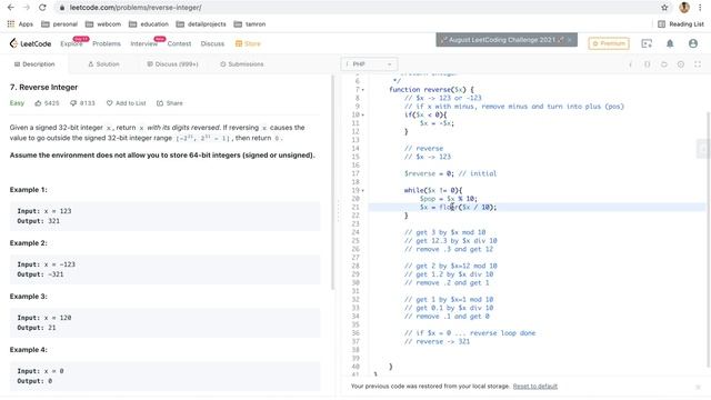 LeetCode Reverse Integer Solution Explained - PHP смотреть онлайн