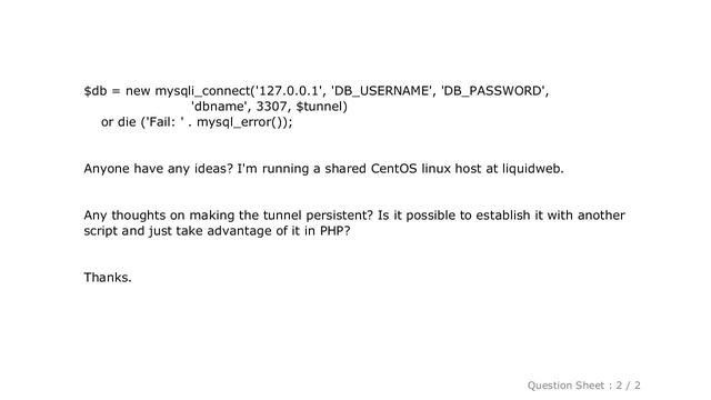 MySQL : Connect to a MySQL server over SSH in PHP смотреть онлайн