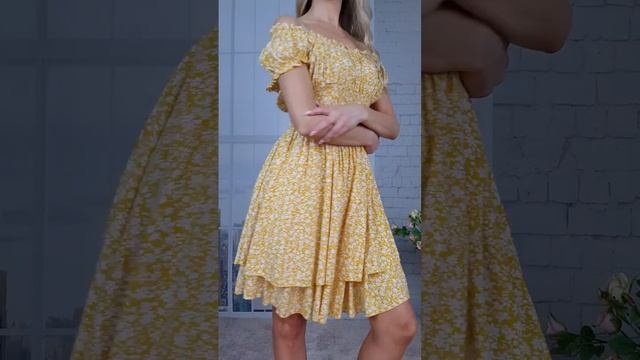 женское летнее платье с квадратным вырезом. смотреть онлайн