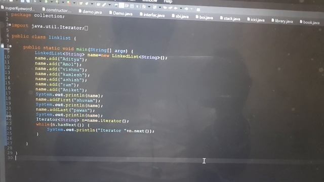 linked List example in collection java смотреть онлайн