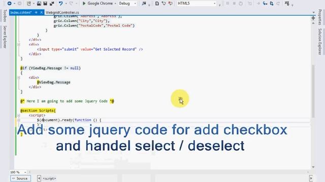 Selecting / Deselecting all CheckBoxes inside a Webgrid in asp.net MVC4 Application. смотреть онлайн