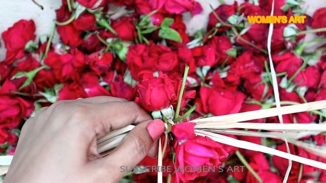 how to make a rose flower garland | roja poo malai kattuvathu eppadi in tamil | WOMEN'S ART смотреть онлайн