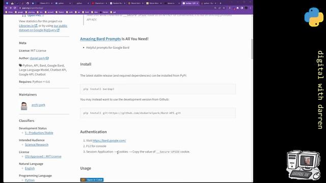 google bard API python смотреть онлайн