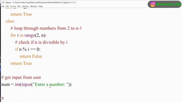 Python Program to Check if a number is PRIME or not. смотреть онлайн