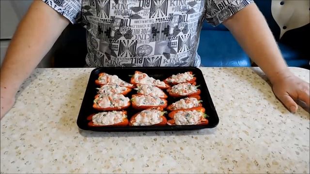 Перец фаршированный, запеченный в духовке(вкусно и красиво). смотреть онлайн