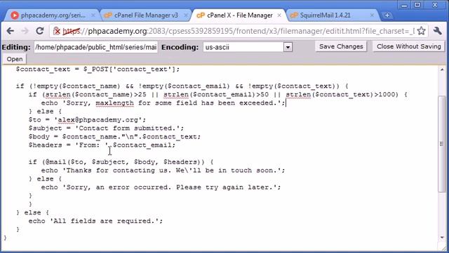 Beginner PHP Tutorial 103 Creating a Simple Contact Form Part 4 YouTube смотреть онлайн