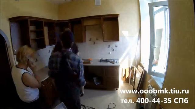 Установка кухни, радиусными фасадми. смотреть онлайн