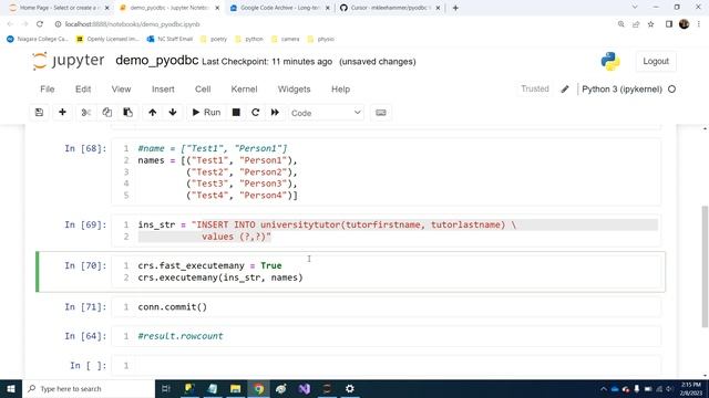 Executing a Batch of Inserts Using pyodbc, executemany() and its fast_executemany property смотреть онлайн