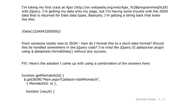 jQuery : How do I format a Microsoft JSON date? смотреть онлайн