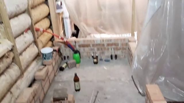 Санузел в деревянном доме 4-я часть. Начал кладку кирпичных стен из Обольского кирпича. смотреть онлайн