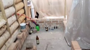 Санузел в деревянном доме 4-я часть. Начал кладку кирпичных стен из Обольского кирпича.
