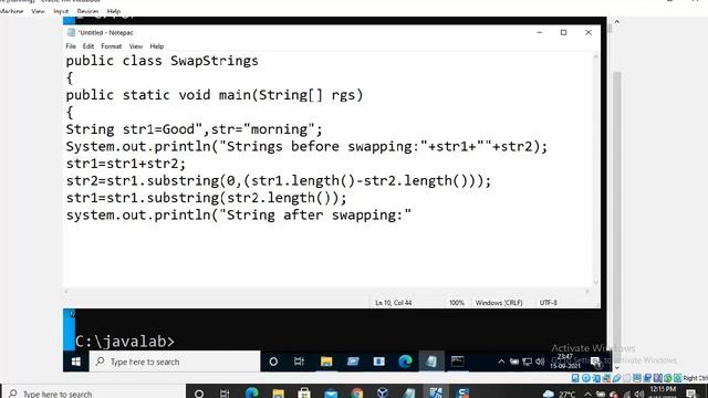 swapping of two strings in java || java lab in telugu смотреть онлайн