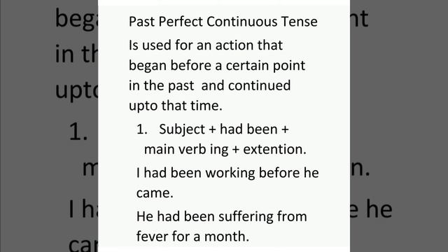 Tense : Past Perfect Continuous Tense смотреть онлайн