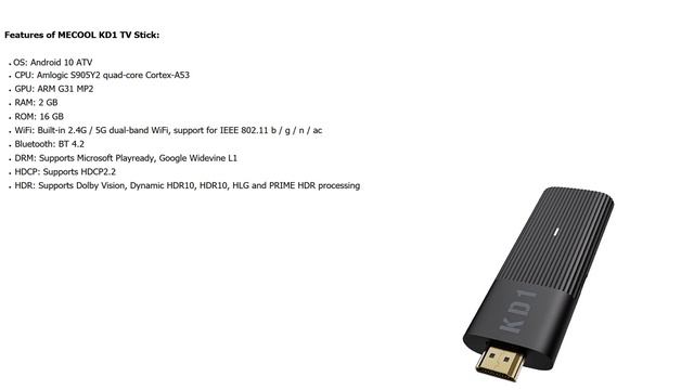 MECOOL KD1 - new TV stick with Android TV 10